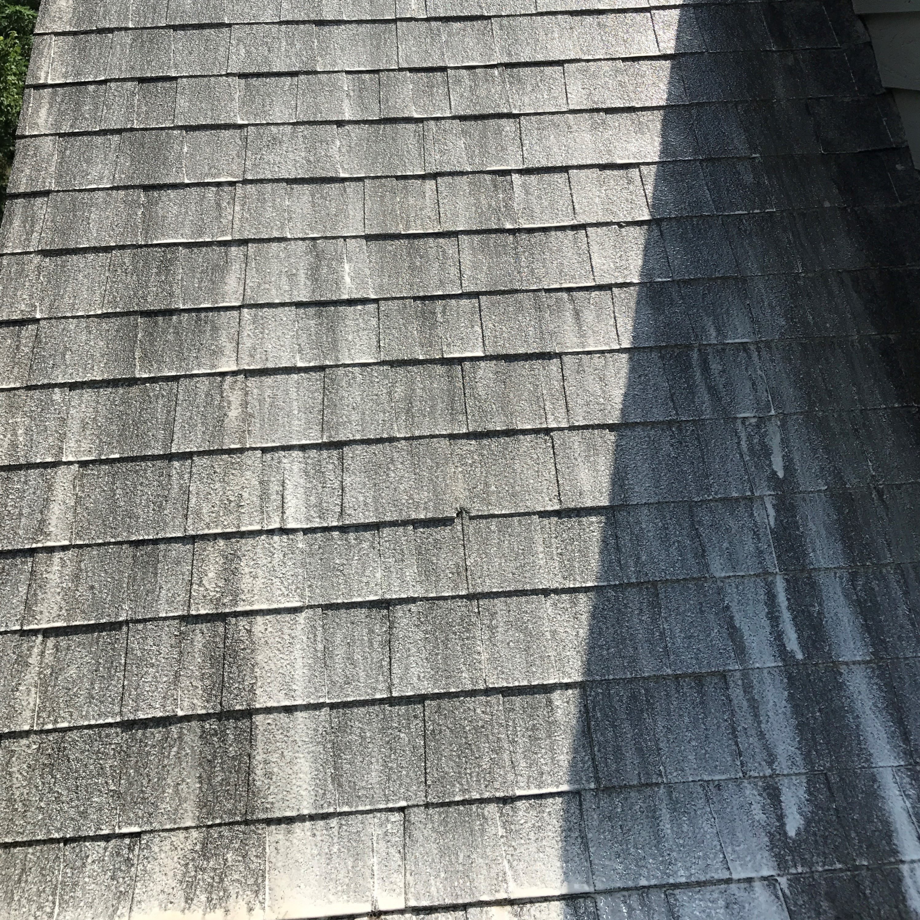 Soap and rinse roof stains